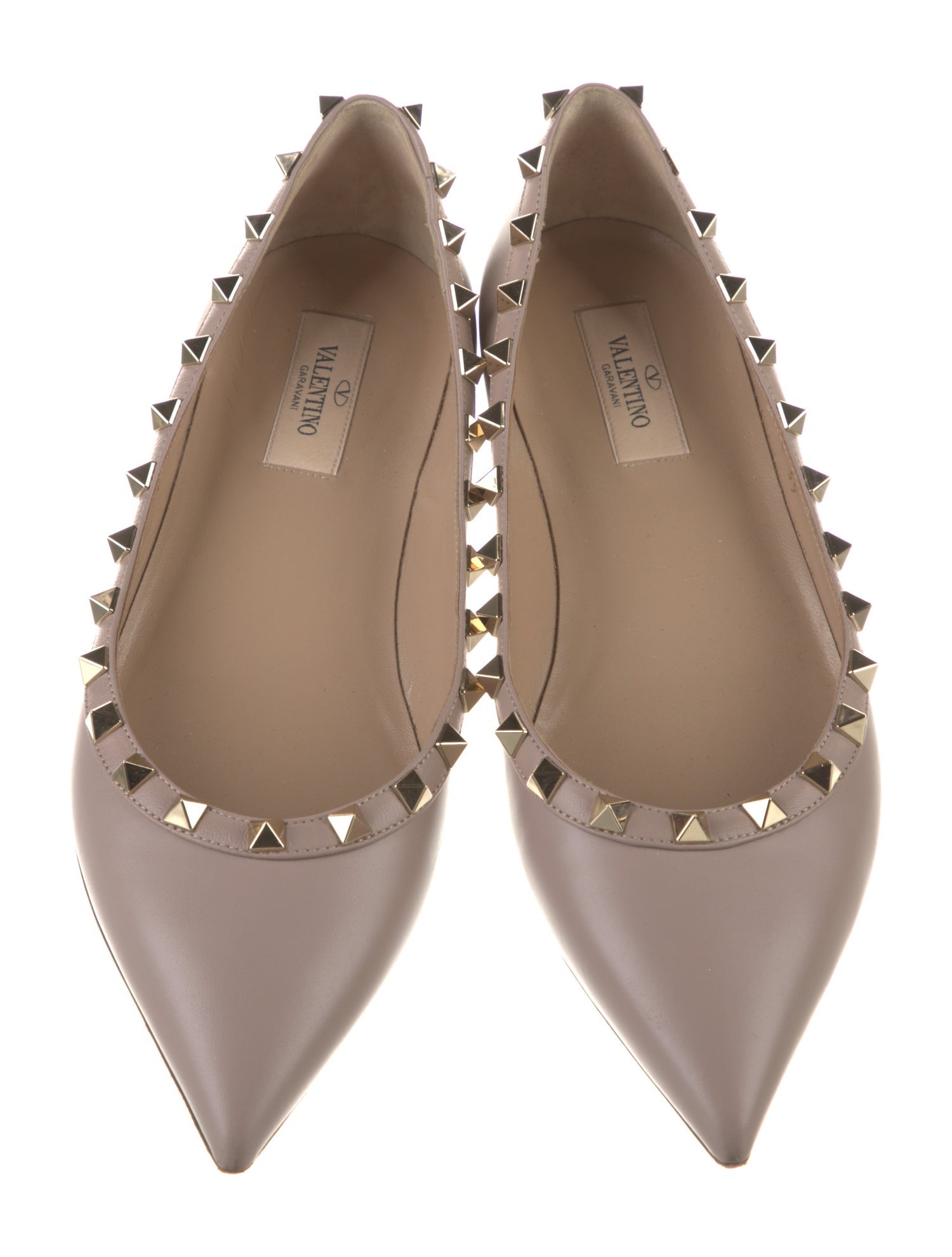 Valentino Rockstud Accents Leather Ballet Flats
